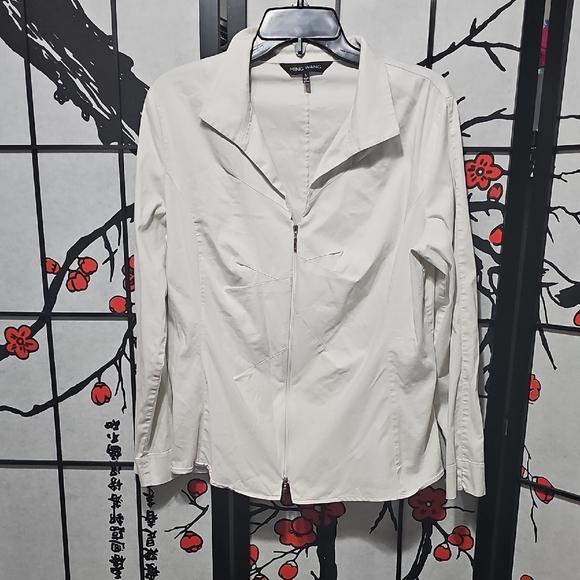 Ming Wang White Zip Jacket‎ Size Large - Picture 1 of 6